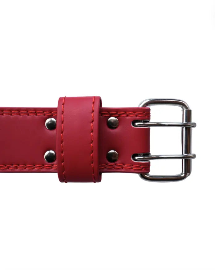 EMBOSSED WEIGHT LIFTING BELT: CHERRY RED