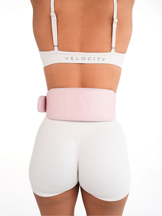 EMBOSSED WEIGHT LIFTING BELT- BABY PINK