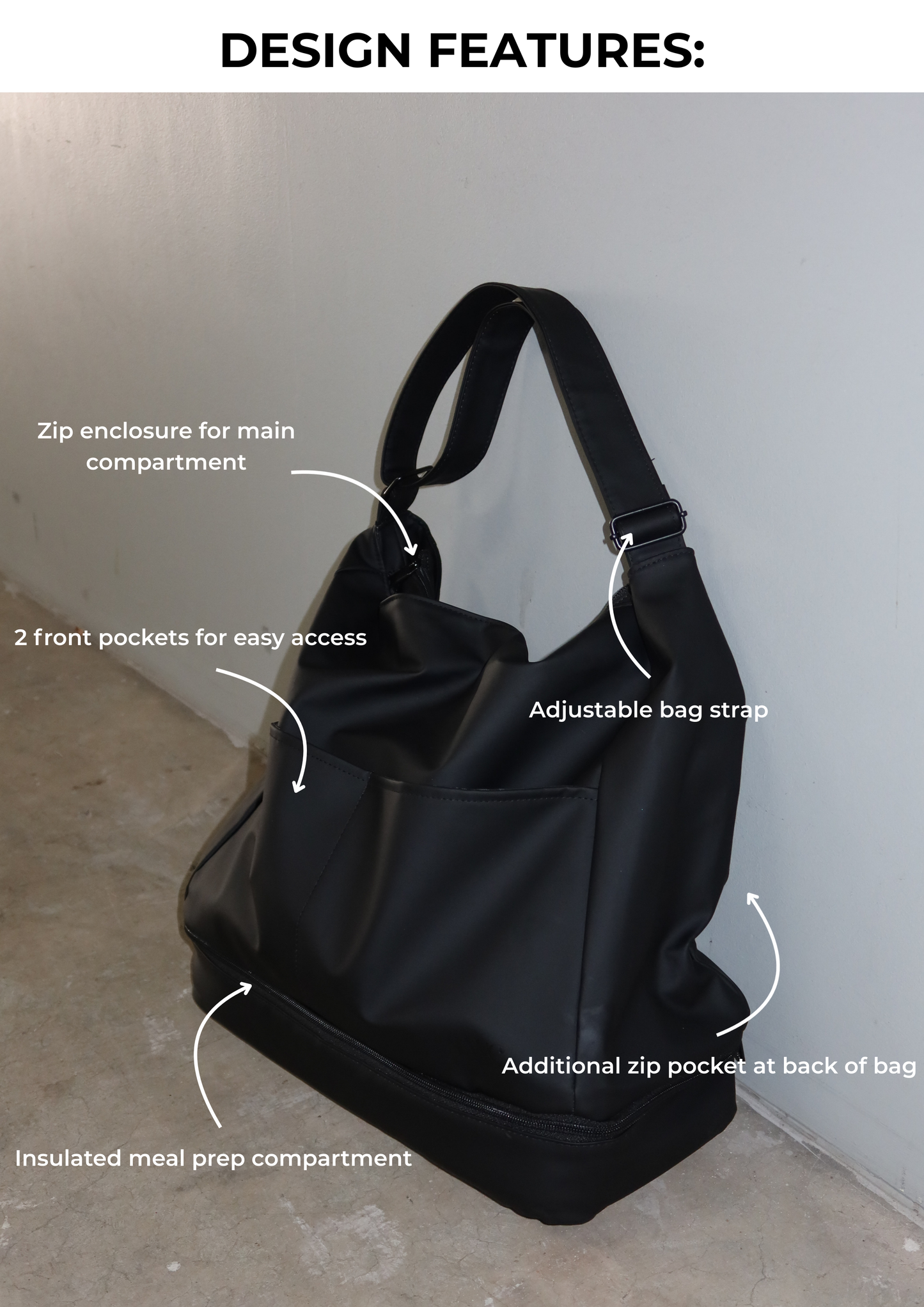 MEAL PREP TOTE BAG - BLACK