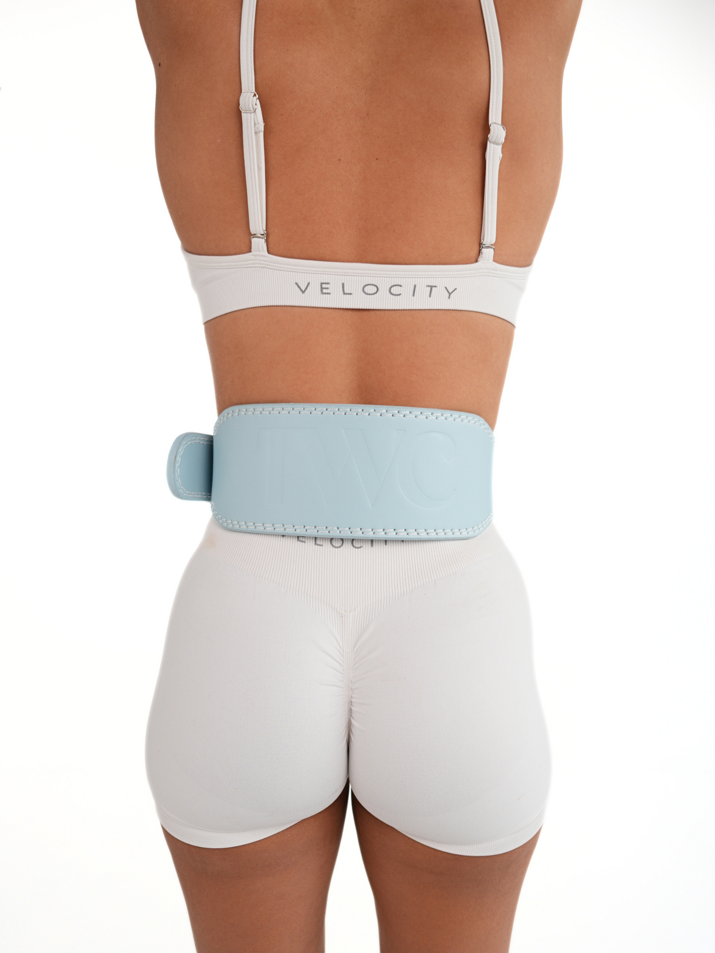 EMBOSSED WEIGHT LIFTING BELT- BABY BLUE