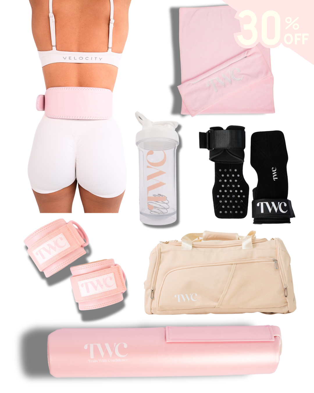 PRE ORDER: FULL ACCESSORIES BUNDLE WITH LIFTING GRIPS- BABY PINK